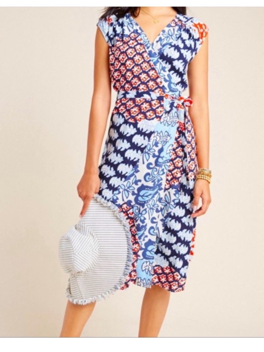 Anthropologie Porridge Ricarda Floral Paisley Patchwork‎ Midi Wrap Dress Sz 1X